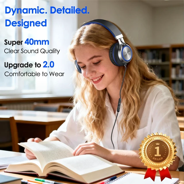 Alt view image 4 of 7 - USB C Headphone for Kids & Adults Over-Ear Headphone with HD Mic Adjustable Type C Headphones for School, Comfort Ear Cups, Hi-Fi Stereo, Cord for iPhone, iPad, Tablet, Laptop, Travel