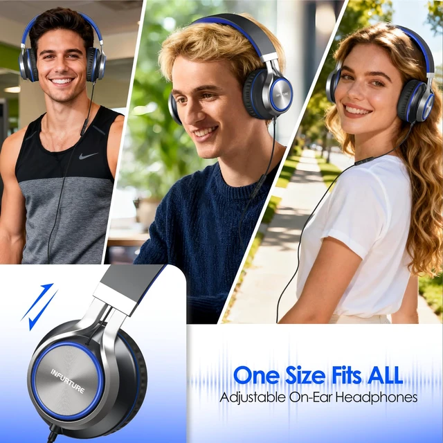 Alt view image 7 of 7 - USB C Headphone for Kids & Adults Over-Ear Headphone with HD Mic Adjustable Type C Headphones for School, Comfort Ear Cups, Hi-Fi Stereo, Cord for iPhone, iPad, Tablet, Laptop, Travel