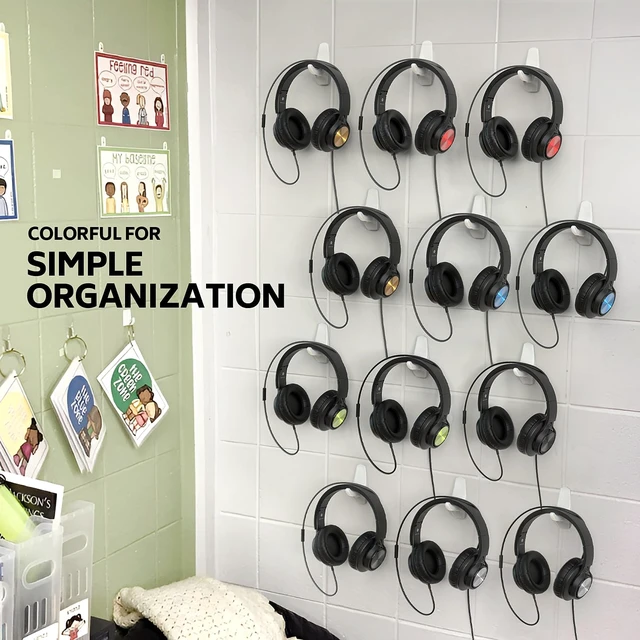 Alt view image 7 of 7 - Classroom Headphones Bulk 12-Pack for K-12 School Library Museum HD Microphone, Foldable, Adjustable Over-Ear Headphones with 3.5mm Jack for Chromebook, Laptop & Tablet-Mixed Color