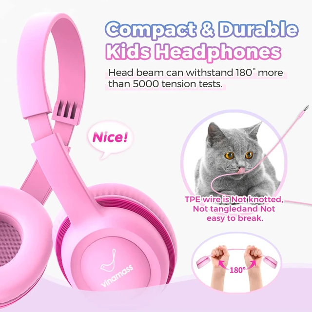 Alt view image 2 of 6 - Kids Headphones with 85dB Volume Limit,On Ear Headphones,Adjustable and Flexible for Toddlers to Adults,Suit for School Classroom Students Teens Children