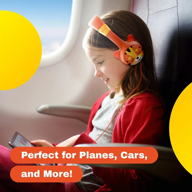 Alt view image 4 of 7 - Wired Toddler Headphones for 1-7 Years Old 85dB Volume Limited Baby Headphones for Plane and Car Travel Children Headset for Airplane, iPad and Tablet, Kids Headphone with Cord for Children