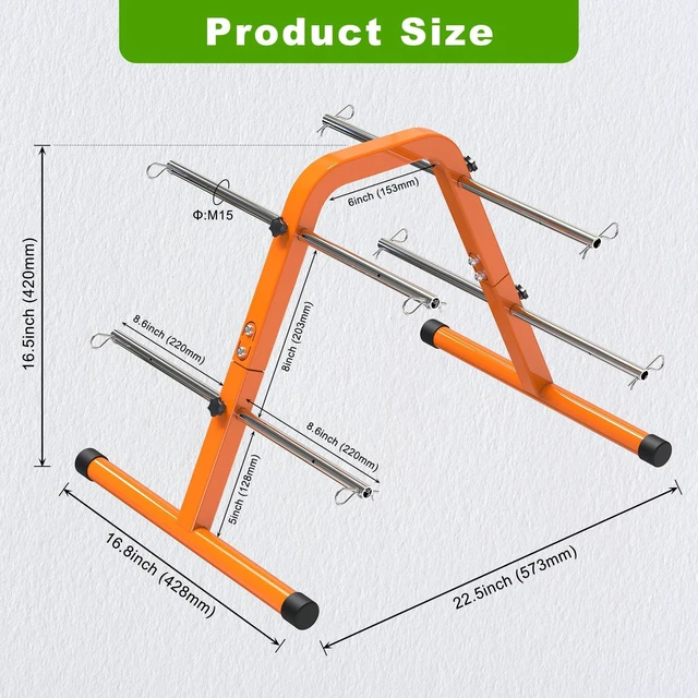 Alt view image 6 of 7 - Portable Wire Spool Caddy, Cable Dispenser with 4 Adjustable Rods Orange Electrical Wire Caddy, Heavy-Duty Steel Wire Spool Rack for Effortless Spool Storage & Dispensing