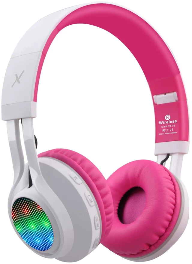 Main image of WT-7S Bluetooth Headphones Light Up, Foldable Stero Wireless Headset with Microphone and Volume Control for PC/Tablet/TV/Travel (Pink)