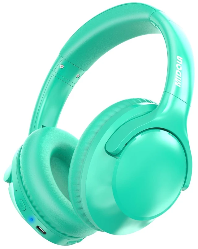 Main image of Bluetooth Headphones Over Ear Wireless Headsets 68H,Stereo Bass,6EQ,Cyan With Built-in Mic,Adjustable Headband Foldable Portable Lightweight for Office/Travel/Tablet//Laptop/,Wired by Aux 3.5mm