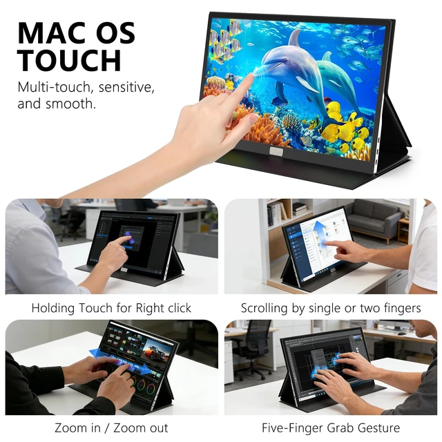 Alt view image 2 of 7 - 4K Portable Monitor,15.6-inch Portable Touch Monitor, HDR Support 100% sRGB Lightweight Metal Portable Travel Monitor Compatible with Laptops/PCs/Macs/PS5/PS4/Switch