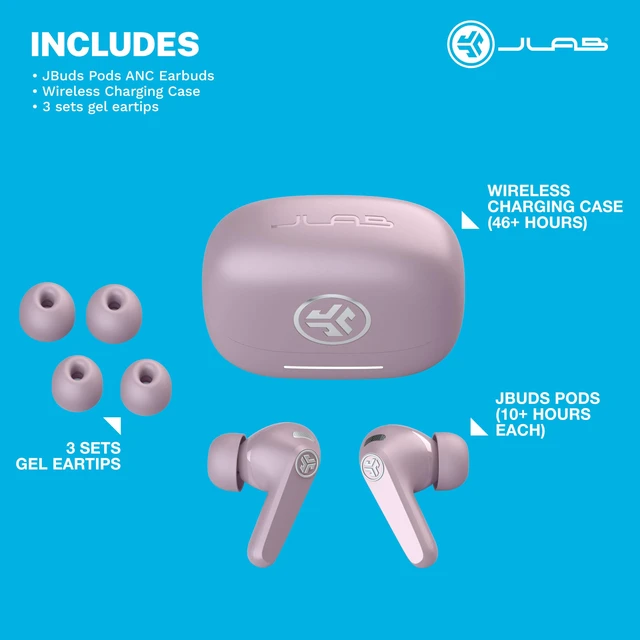 Alt view image 2 of 2 - JBuds Pods ANC, True Wireless Earbuds, Active Noise Cancelling, Bluetooth Multipoint, Mauve