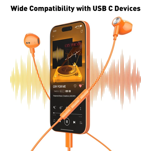 Alt view image 2 of 7 - USB C Headphones Magnetic Wired Earbuds with Mic for Apple/Samsung Android Type C Earphones USBC Ear Bud Corded for iPhone 15 Pro Max 16 17 17e 18 Duo/Galaxy S26 S25 S24 Plus S23 S22 S21 Note 20 Ultra
