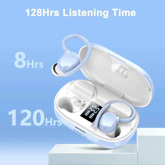 Alt view image 2 of 6 - Ear buds Wireless Bluetooth Earbuds Sport 128H Playtime 2026 NEW Bluetooth 5.3 Headphones with LED Display Powerful Bass Over Ear Earphones with Earhooks IP7 Waterproof for Gym/Running/Workout