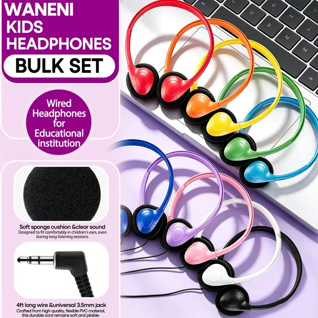 Alt view image 2 of 7 - Kids Headphones Bulk 20 Pack for School Classroom Students Children Toddler Boys Girls Teen Adults
