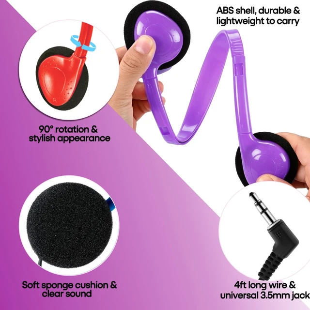 Alt view image 3 of 7 - Kids Headphones Bulk 20 Pack for School Classroom Students Children Toddler Boys Girls Teen Adults