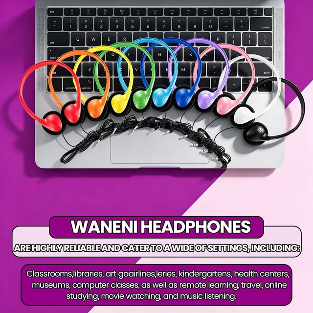 Alt view image 7 of 7 - Kids Headphones Bulk 20 Pack for School Classroom Students Children Toddler Boys Girls Teen Adults