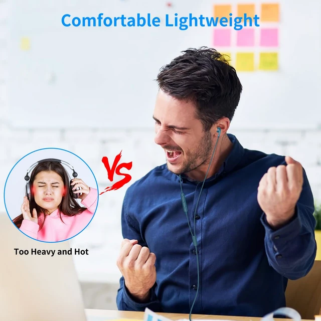 Alt view image 2 of 7 - USB Earbuds for PC,Headphones with Microphone for Computer,Blue Wired USB Headset with Mic Audio Control,Noise Isolating Stereo Laptop Earphones for Dell/HP/Surface PC Office Zoom Working