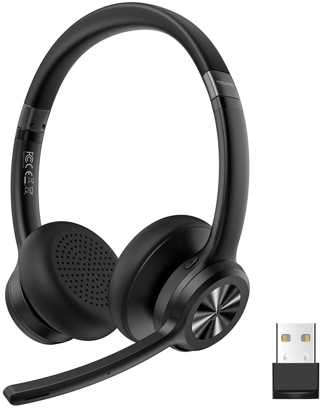 Main image of Wireless Headset with USB Dongle, Bluetooth Headset with Noise Cancelling Mic - Rechargeable Bluetooth V5.2, 50H Playtime & Mic Mute, On Ear Headphones for Trucker/Remote Work/Call Center