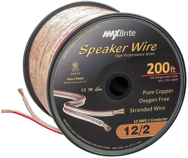Main image of 200 ft. Spool High Performance 12 Gauge Speaker Wire, Oxygen Free Pure Copper - UL Listed Class 2