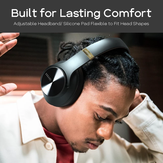 Alt view image 4 of 7 - Bluetooth Headphones Over Ear, 90H Playtime, 3EQ Mode, with ENC Mic Hifi Stereo Sound, Lightweight, Headphones Wireless with Soft Memory Foam Earpads, Deep Bass for Home Office Cellphone PC