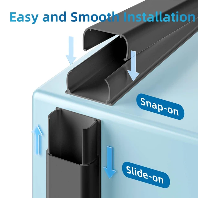 Alt view image 4 of 6 - 142in Wall Cord Hider for 2-3 Cords, W0.94in H0.47in, Black Medium Cord Covers for Wires on wall, On-Wall Cord Cover Cable Concealer
