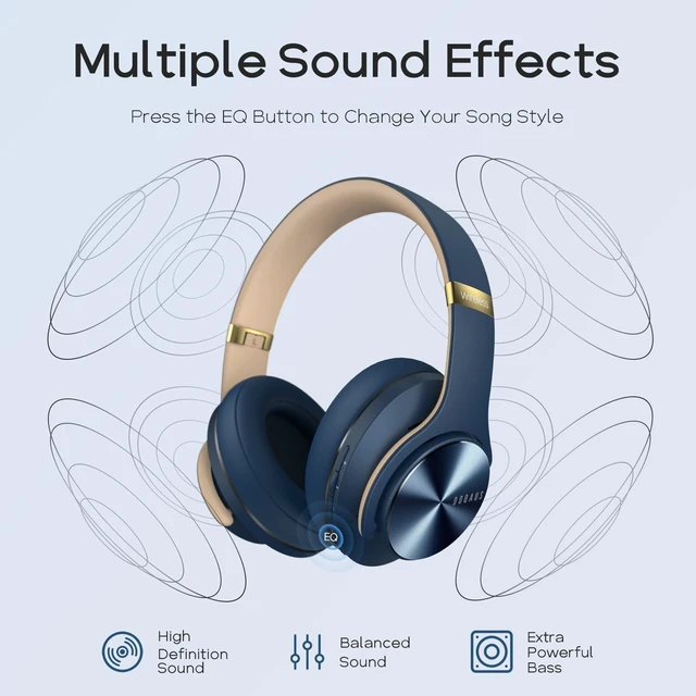 Alt view image 3 of 7 - Bluetooth Headphones Over Ear, 90H Playtime, 3EQ Mode, with ENC Mic Hifi Stereo Sound, Lightweight, Headphones Wireless with Soft Memory Foam Earpads, Deep Bass for Home Office Cellphone PC