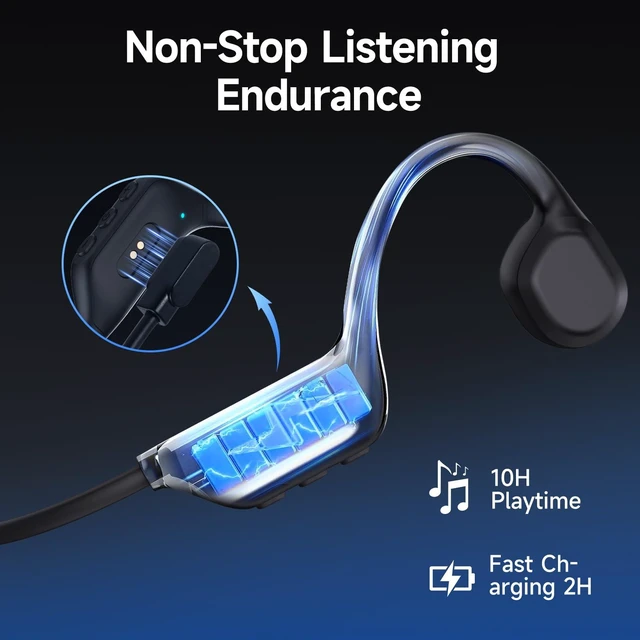 Alt view image 6 of 7 - Bone Conduction Headphones Bluetooth 6.0,IP67 Waterproof Bone Conduction Headphones with Mic,Open Ear Earbuds,for Running Gym Cycling