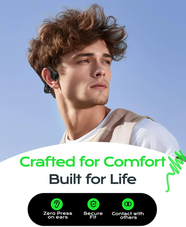 Alt view image 2 of 7 - 32GB MP3 Soft Silicone Open Ear Bone Conduction Headphones 8H Playtime,IP68 Water Resistant, Powerful Bass, Quick Charge, Built-in Mic, Secure Fit for Swimming, Running & Workouts