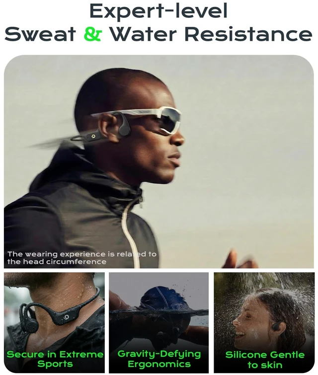 Alt view image 6 of 7 - 32GB MP3 Soft Silicone Open Ear Bone Conduction Headphones 8H Playtime,IP68 Water Resistant, Powerful Bass, Quick Charge, Built-in Mic, Secure Fit for Swimming, Running & Workouts