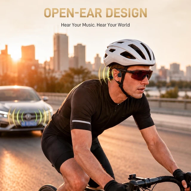 Alt view image 7 of 7 - Bone Conduction Headphones, Bluetooth 6.0 Open-Ear Sports Headphones Advanced Bone Conduction Tech, 12-Hour Playtime, Lightweight Bone Conduction Earbuds for Running, Cycling