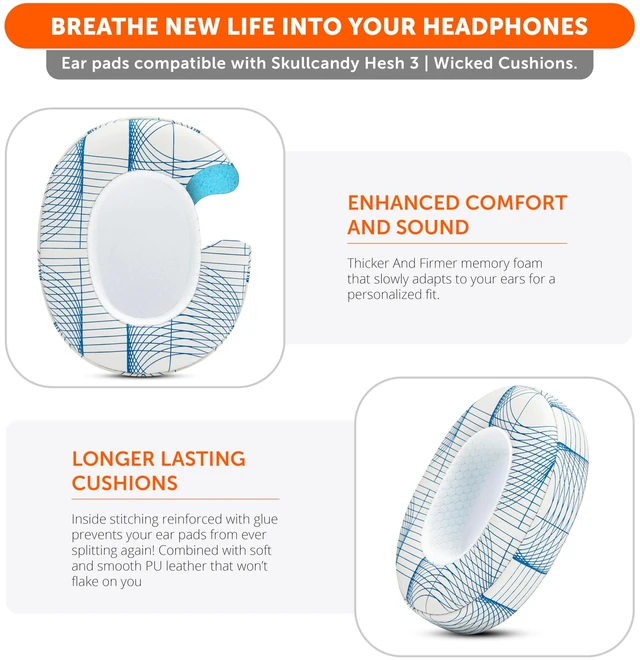 Alt view image 4 of 7 - PadZ Crusher Evo - Earpads for Skullcandy Crusher Evo & Hesh ANC Made by Wicked Cushions Also fits Crusher Wireless & More, Enhanced Comfort & Sound Isolation Ivory Tide