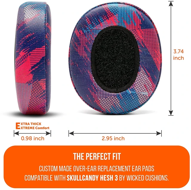 Alt view image 5 of 7 - PadZ Crusher Evo - Earpads for Skullcandy Crusher Evo & Hesh ANC Made by Wicked Cushions Also fits Crusher Wireless & More, Enhanced Comfort & Sound Isolation Purple Speed Racer