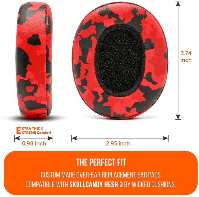 Alt view image 5 of 7 - PadZ Crusher Evo - Earpads for Skullcandy Crusher Evo & Hesh ANC Made by Wicked Cushions Also fits Crusher Wireless & More, Enhanced Comfort & Sound Isolation Red Camo