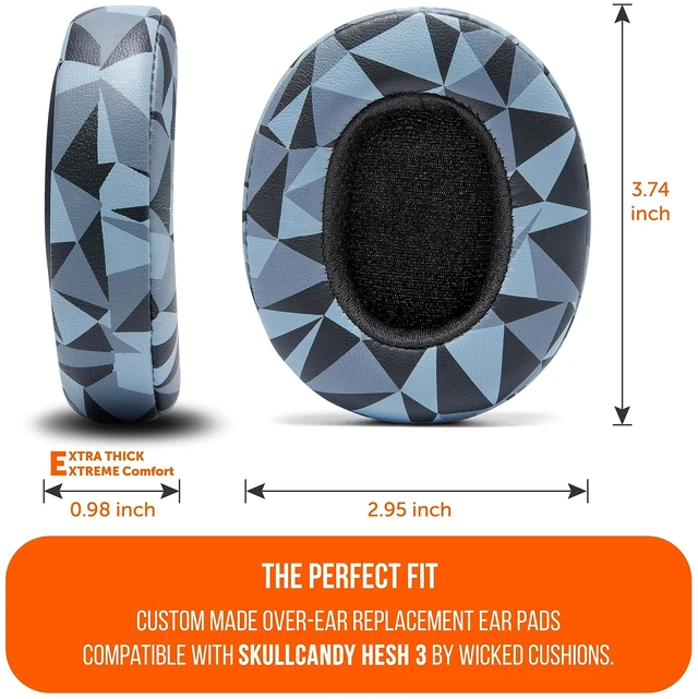 Alt view image 5 of 7 - PadZ Crusher Evo - Earpads for Skullcandy Crusher Evo & Hesh ANC Made by Wicked Cushions Also fits Crusher Wireless & More, Enhanced Comfort & Sound Isolation Geo Grey