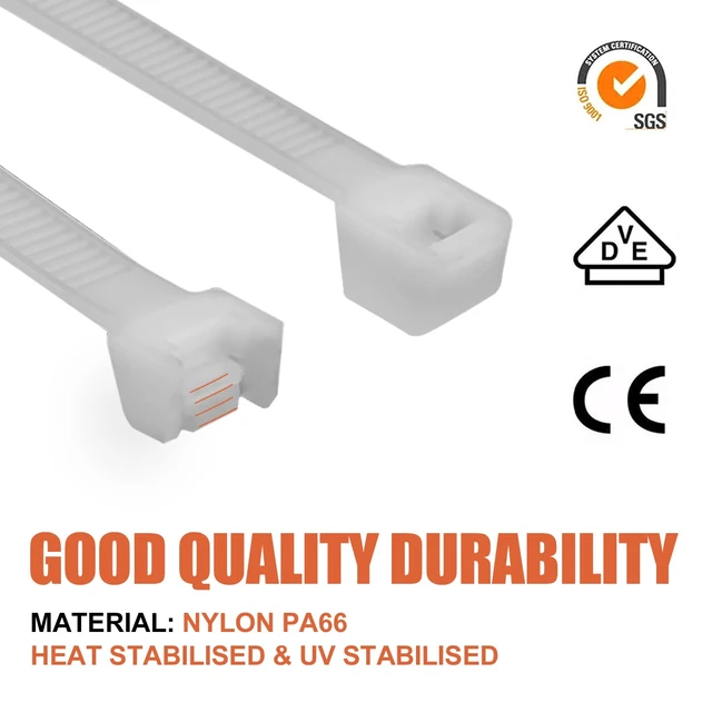 Alt view image 3 of 7 - 12 Inch Zip Ties (Bulk 1000 Pack Black & 100 Pack White),50LBS Tensile Strength Heavy Duty Cable Wire Ties With Self-Locking Adjustable Durable Nylon Tie Wraps for Indoor Outdoor (10 Pack Mount)