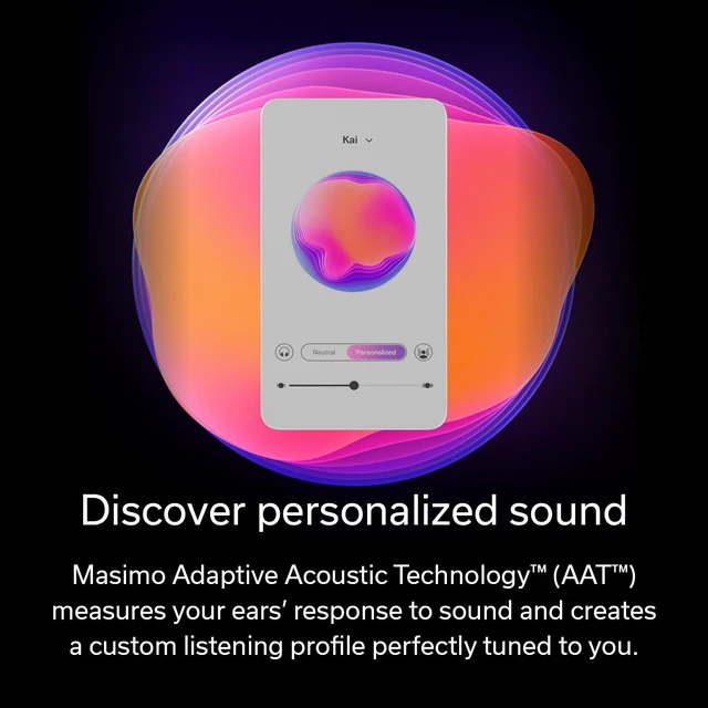 Alt view image 2 of 7 - PerL True Wireless Earbuds, 24Hr Battery Life, White Active Noise Cancelling, Masimo Adaptive Acoustic Technology, Spatial Audio, Wireless Charging
