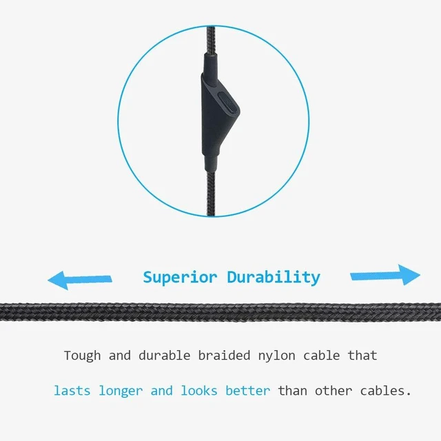 Alt view image 4 of 6 - 2M Inline Mute(Hold Button) Nylon Braided Cord for Astro A40 Headsets Inline Mute Function(Hold Button)Audio Cable, 2 Meter Long, Nylon Braided, Compatible with Astro A40 Headsets
