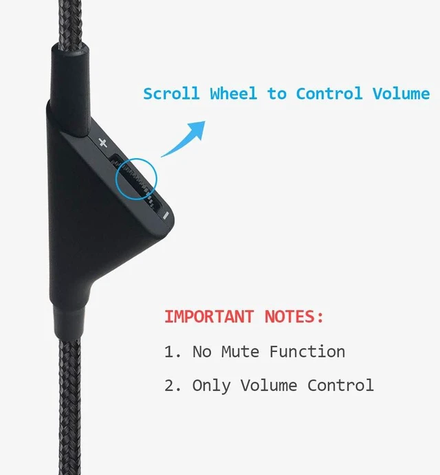 Alt view image 2 of 5 - 3M Volume Control Nylon Braided Cord for Astro A10 A40 Headsets Inline Volume Control, 3 Meter Long, Nylon Braided, Compatible with Astro A10 A40 Headsets