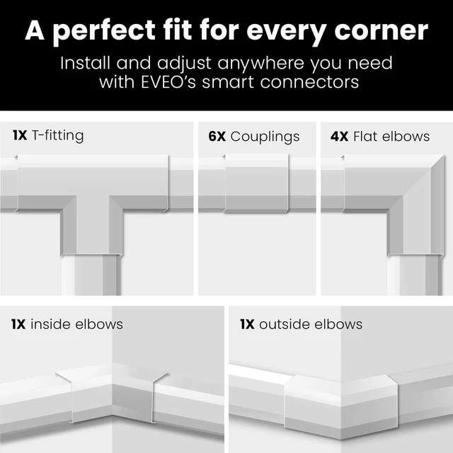 Alt view image 5 of 7 - Cord Covers for Wires on Wall - 150in Cable Management Cable Hider - Cord Hiders for TV On Wall - Paintable Cable Concealer - Wire Covers for Cords - 10X (L16 x W0.95 x H0.5) - Medium Black