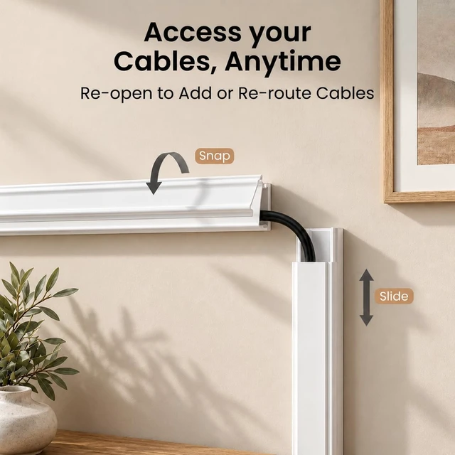 Alt view image 4 of 7 - Cord Covers for Wires on Wall - 150in Cable Management Cable Hider - Cord Hiders for TV On Wall - Paintable Cable Concealer - Wire Covers for Cords - 10X (L16 x W1.1 x H0.55) - Large White