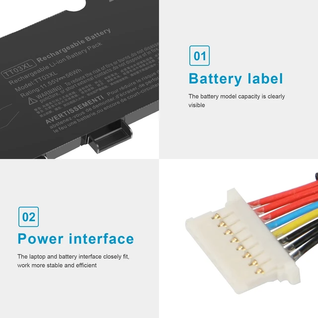 Alt view image 5 of 7 - TT03XL 932824-421 933322-855 932824-1C1 932824-2C1 Laptop Battery Replacement for HP EliteBook 755 850 G5, 850 G6, ZBook 15U G5 G6,fits HSN-113C-5 HSN-I13C-5 HSTNN-LB8H HSTNN-DB8K HSTNN-UB7T TT03056XL