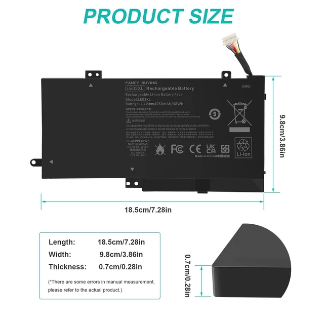 Alt view image 3 of 7 - LE03XL LE03 796356-005 796220-831 Laptop Battery for HP Envy X360 m6-w 15-w W103dx W010dx w102dx w101dx, Pavilion X360 13-S 15-bk 13-s120nr 13-s128nr 15-bk010nr TPN-W116 TPN-W113