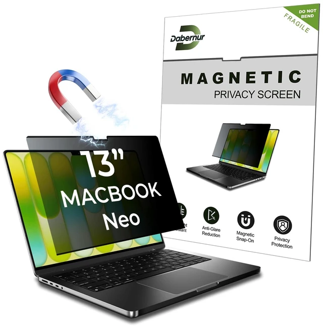 Main image of Privacy Screen Protector for MacBook Neo 13 Inch (2026, A18 Pro) Magnetic Snap 30° Side Privacy Eye-Comfort Anti-Glare Blue Light Filter Seamless Lid Fit