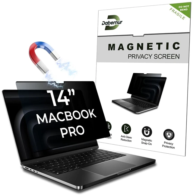 Main image of Privacy Screen Protector for MacBook Pro 14 Inch (2021-2026,M1-M5,Pro/Max) Magnetic Snap 30° Side Privacy Eye-Comfort Anti-Glare Blue Light Filter Seamless Lid Fit