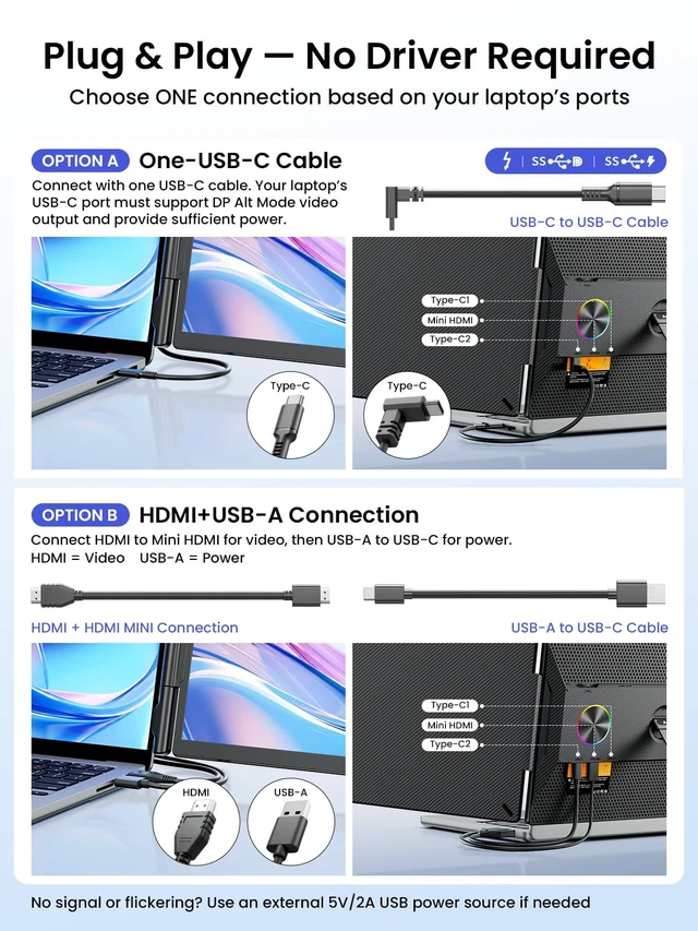 Alt view image 4 of 7 - Laptop Screen Extender, 14" 1080P IPS Portable Monitor, Ultra-Slim, 1.79 lb 0.27" Ultra Slim USB-C/HDMI Plug & Play Dual Screen for 13-17.3" Laptops, Compatible with Windows/Mac/Chrome/Switch/Android