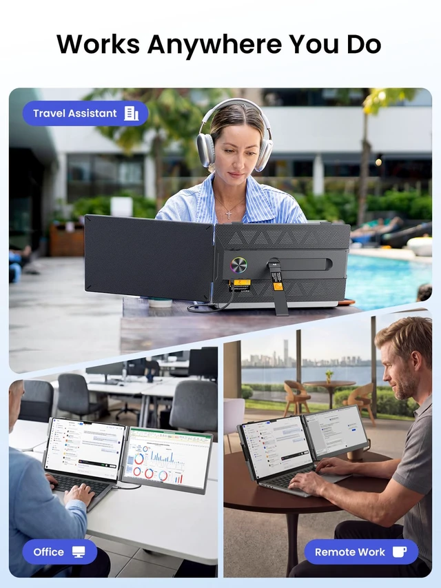 Alt view image 7 of 7 - Laptop Screen Extender, 14" 1080P IPS Portable Monitor, Ultra-Slim, 1.79 lb 0.27" Ultra Slim USB-C/HDMI Plug & Play Dual Screen for 13-17.3" Laptops, Compatible with Windows/Mac/Chrome/Switch/Android
