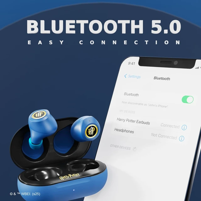 Alt view image 6 of 7 - Harry Potter Ravenclaw Wireless Bluetooth Earbuds with Charging Case, Built-in Mic, 30 Hr Playtime, Officially Licensed Harry Potter Gifts for Women, Men, Teens, Kids & All Fans of Ravenclaw