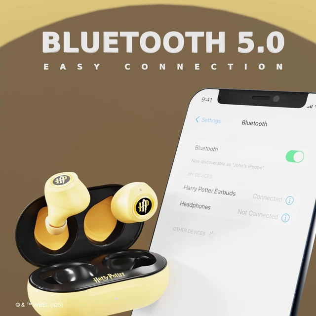 Alt view image 6 of 7 - Harry Potter Hufflepuff Wireless Bluetooth Earbuds with Charging Case, Built-in Mic, 30 Hr Playtime, Officially Licensed Harry Potter Gifts for Women, Men, Teens, Kids & All Fans of Hufflepuff