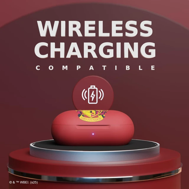 Alt view image 5 of 7 - Harry Potter Gryffindor Wireless Bluetooth Earbuds with Charging Case, Built-in Mic, 30 Hr Playtime, Officially Licensed Harry Potter Gifts for Women, Men, Teens, Kids & All Fans of Gryffindor