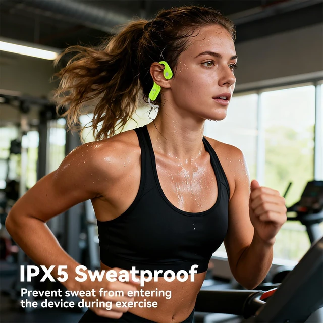 Alt view image 2 of 7 - Bone Conduction Headphones, Bluetooth 6.0 Open Ear Headphones with Mic, Type-C Quick Charge, Long Battery Life, IPX5 Sweatproof, Lightweight Comfortable for Gym, Sports, and Driving(Green)