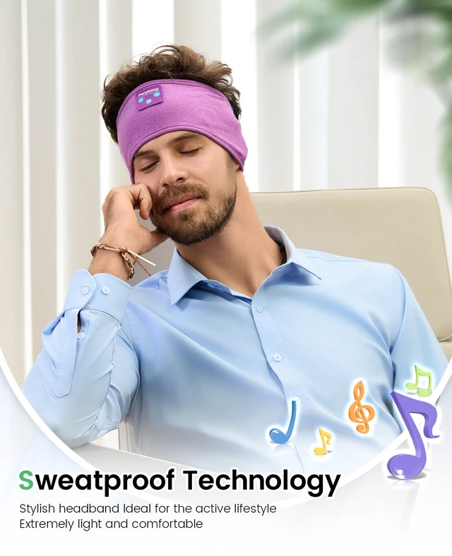 Alt view image 3 of 7 - Sleep Headphones Tech Gadgets Bluetooth Headband for Women Headband Headphone with Ultra-Thin HD Speakers & Mic, Perfect for Sleeping Yoga Running Workout Travel Sports Unique Gifts