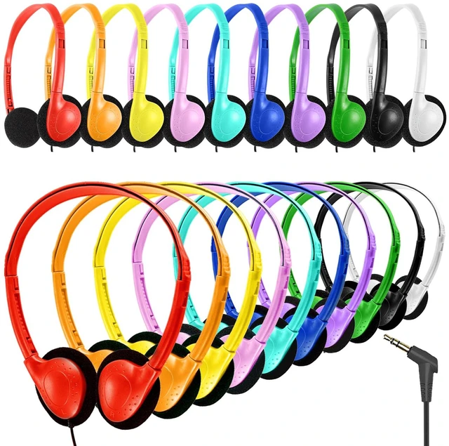 Main image of 20 Pack Classroom Headphones Bulk for Kids School Student,Wholesale Durable Wired Class Set Headphones for Children Toddler Teens Boys Girls and Adult(GS857, Mixed)