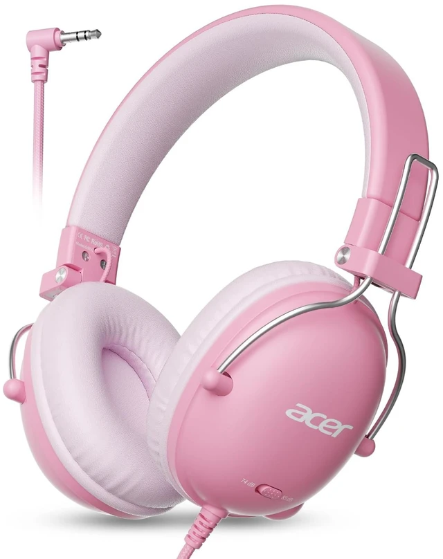 Main image of Kids Headphones Wired for School, 74-85dB Limiter, Pink OHW342 Foldable on-ear Stereo Sound, Tangle Free, 3.5mm Jack,for Kids Boys Girls Classroom Travel Chromebook iPad Tablets