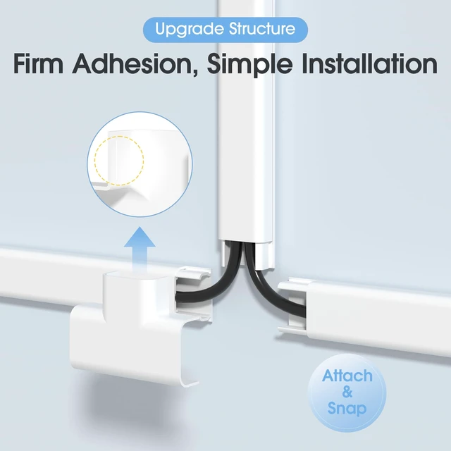 Alt view image 3 of 7 - 141in Cord Hdier for Wall, Paintable Wire Covers for 2 Cords TV on Wall, Medium Cable Management Kit, Cable Hiding for Wall White, W0.95in H0.47in