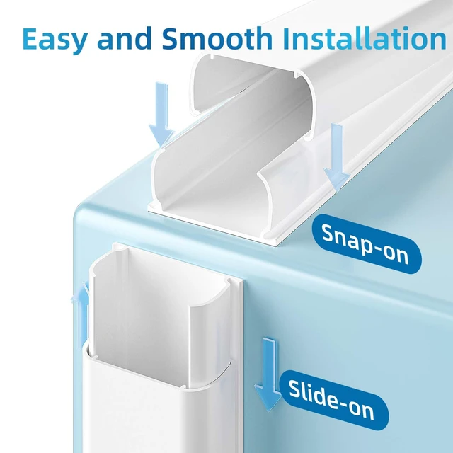 Alt view image 4 of 6 - 142in Wall Cord Hider for 3-4 Cords, W1.18in H0.63in, White Large Cord Covers for Wires on wall, On-Wall Cord Cover Cable Concealer